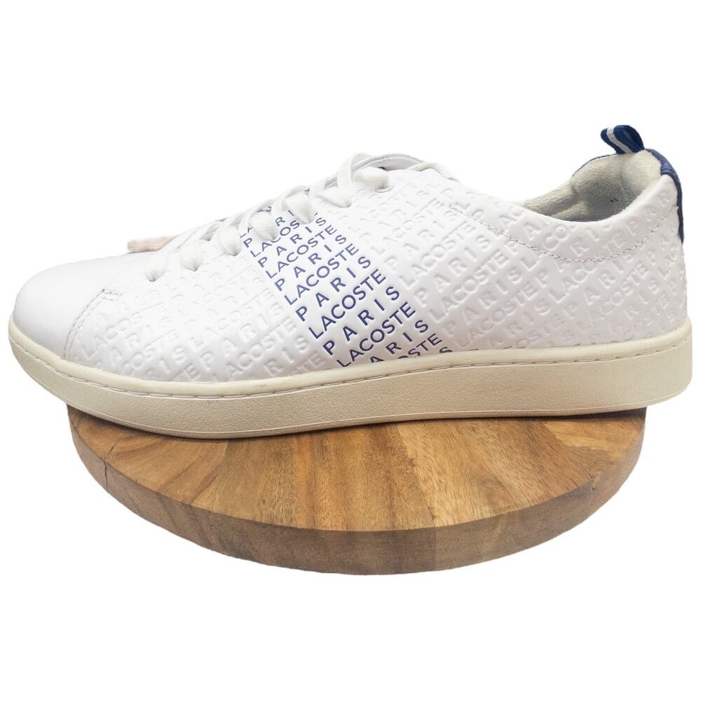 Lacoste Men's Carnaby EVO 119 2 U Sneaker Size 12 White Navy Leather Tennis - Picture 2 of 11